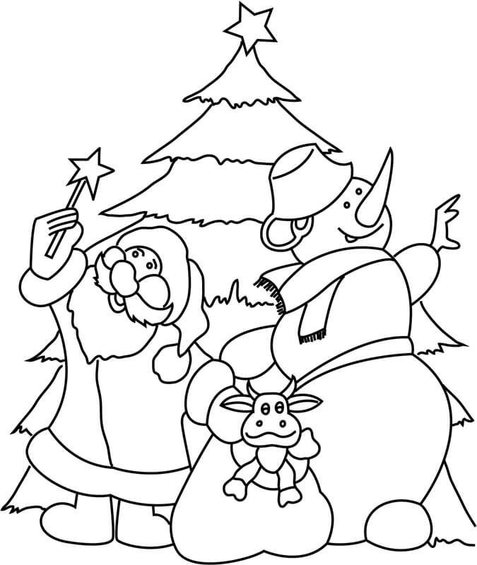 Julemanden Og Snemanden Tegninger til Farvelægning
