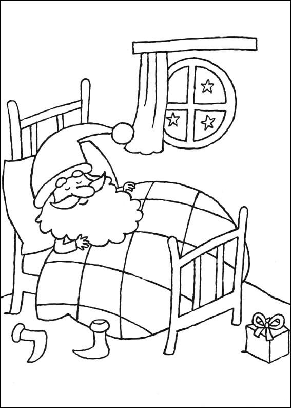 Julemanden Sover Tegninger til Farvelægning