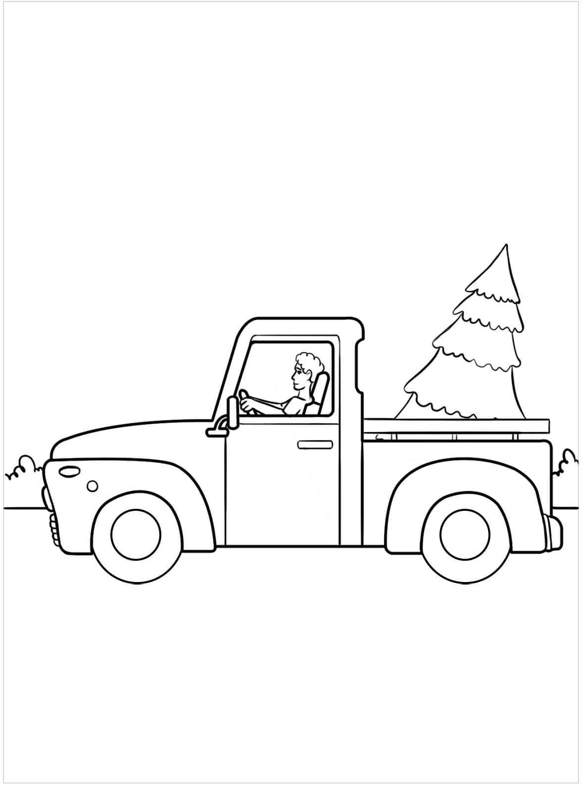 Juletræ I Lastbil Tegninger til Farvelægning