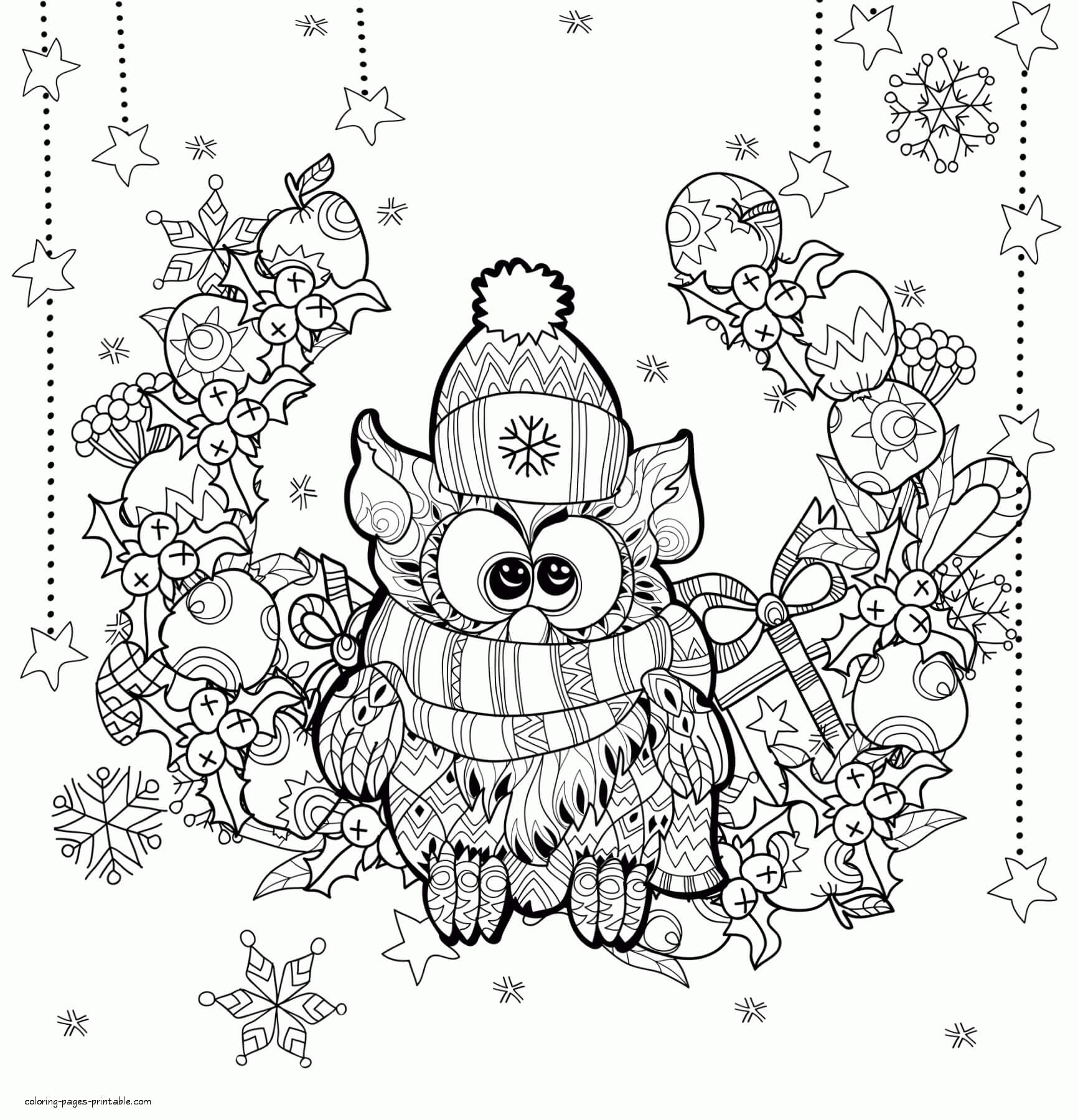 Juleugle Mandala Tegninger til Farvelægning
