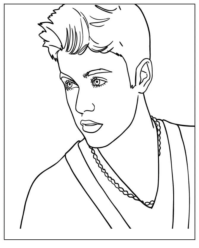 Justin Biebers Ansigt Tegninger til Farvelægning
