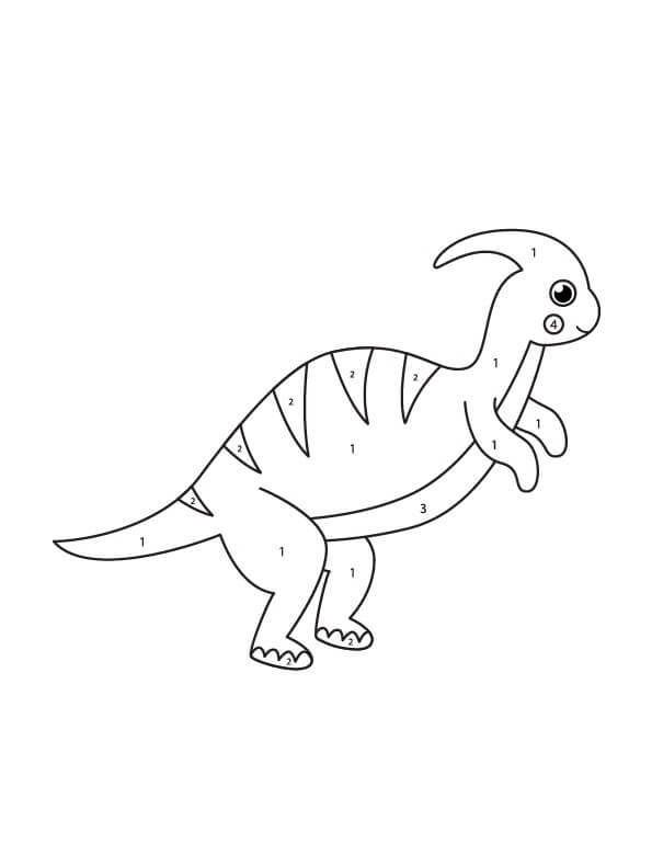 Kawaii Dinosaur Farve Efter Nummer Tegninger til Farvelægning