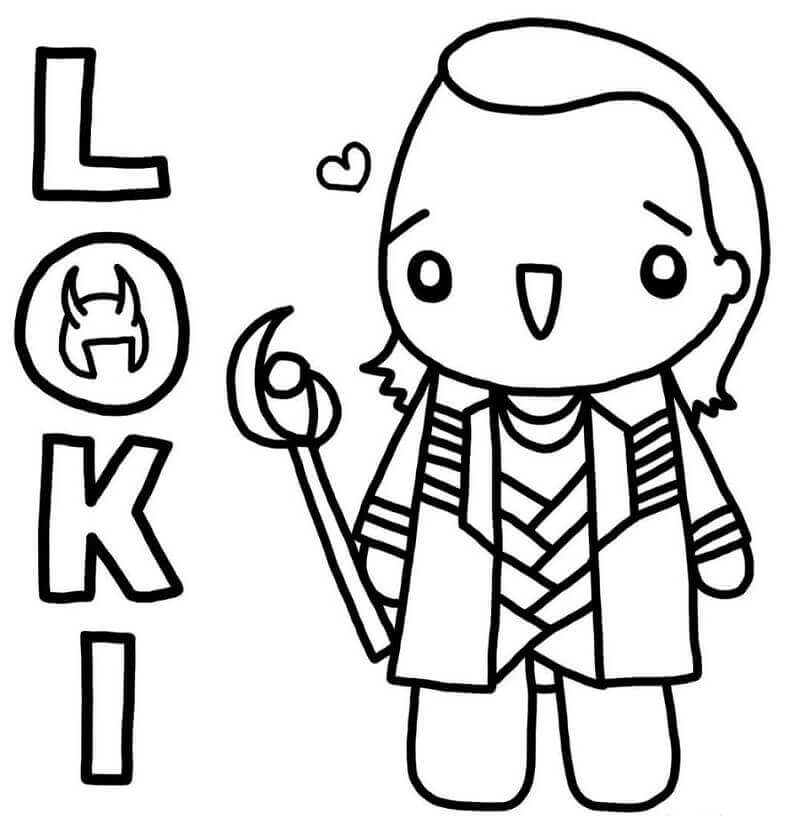 Kawaii Loki Tegninger til Farvelægning