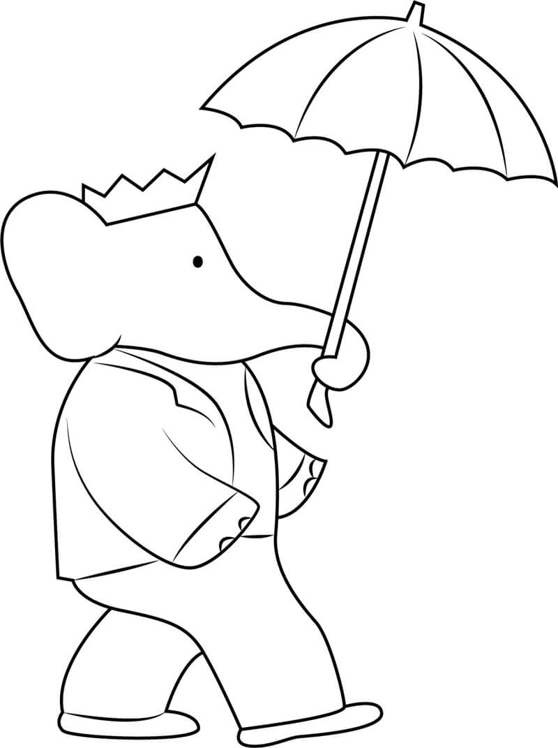 Kongelefant Holder Paraply Tegninger til Farvelægning