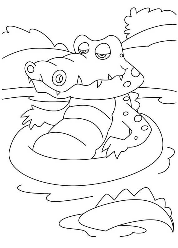 Krokodille Svømning Tegninger til Farvelægning