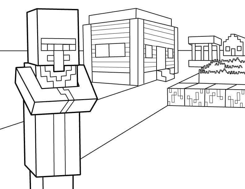 Landsbyboer I Minecraft Tegninger til Farvelægning