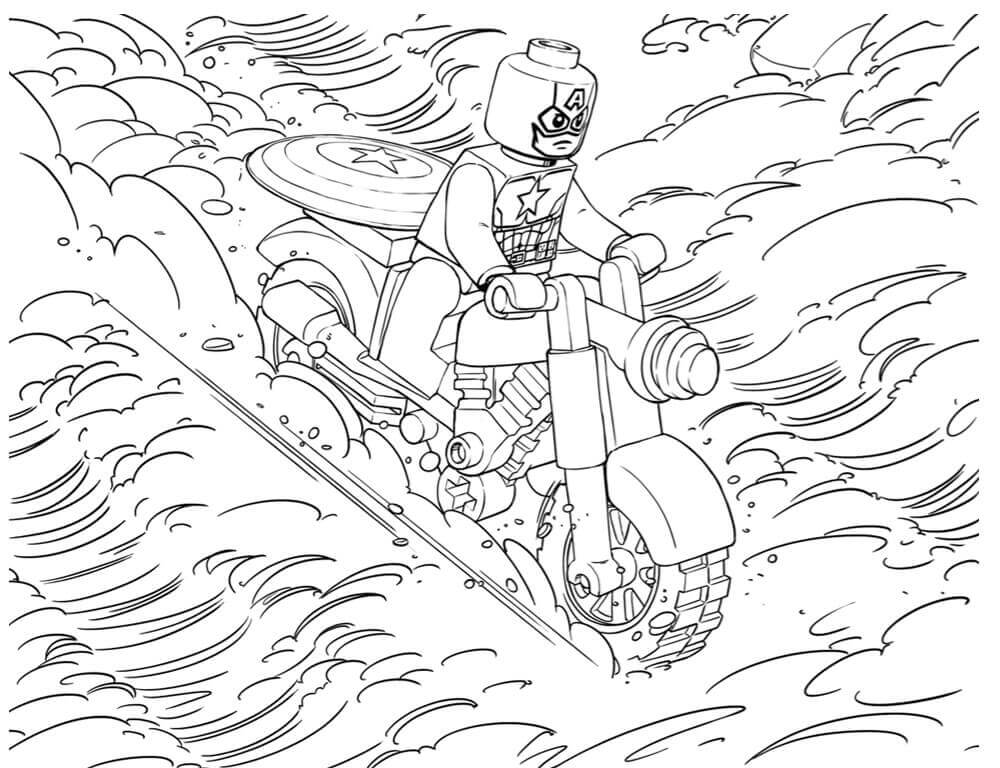 Lego Kaptajn Amerika Motorcykel Tegninger til Farvelægning
