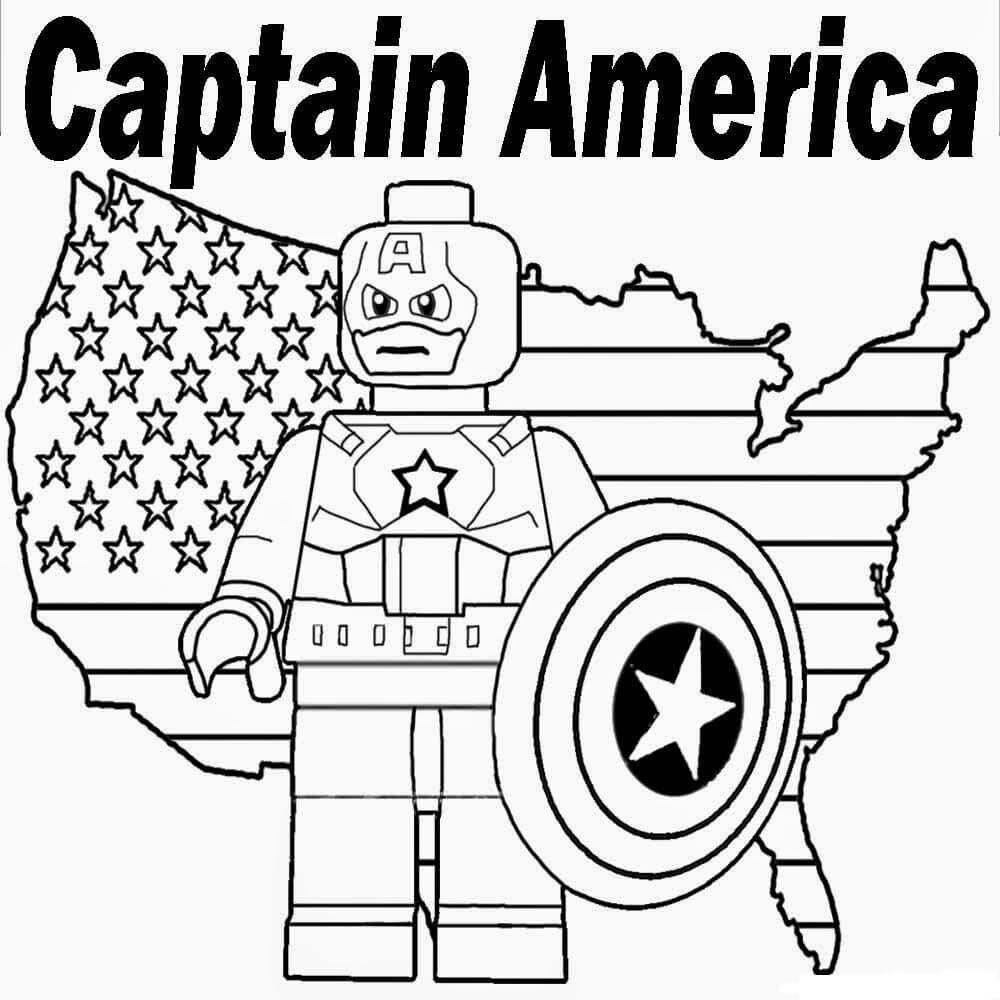Lego Kaptajn Amerika og USAs Flag Tegninger til Farvelægning