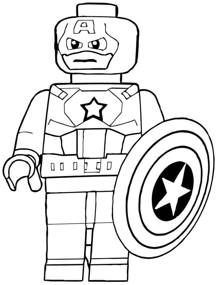 Lego Kaptajn Amerika Stående Tegninger til Farvelægning