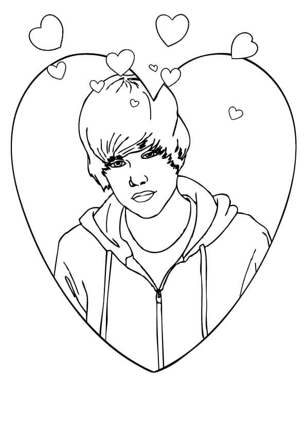 Lille Justin Bieber I Hjertet Tegninger til Farvelægning