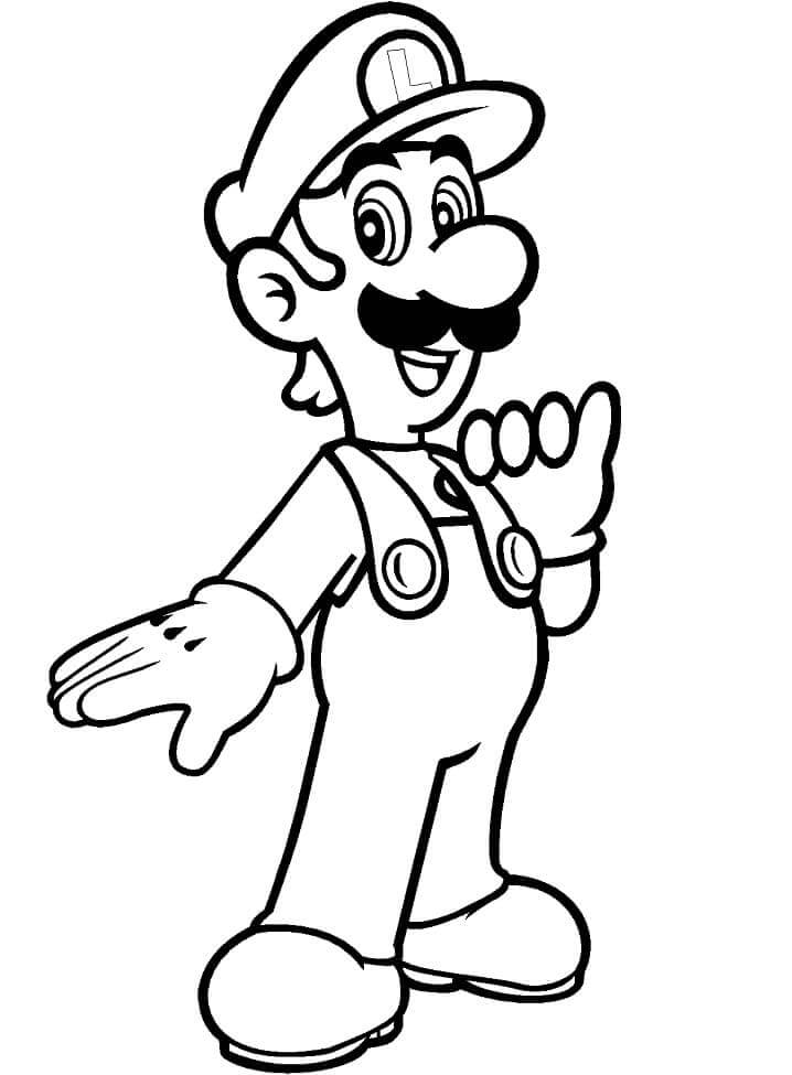 Luigi Fra Mario Bros Tegninger til Farvelægning