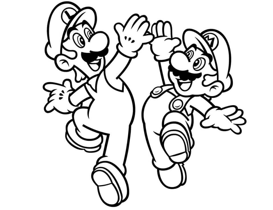 Luigi Og Mario Tegninger til Farvelægning