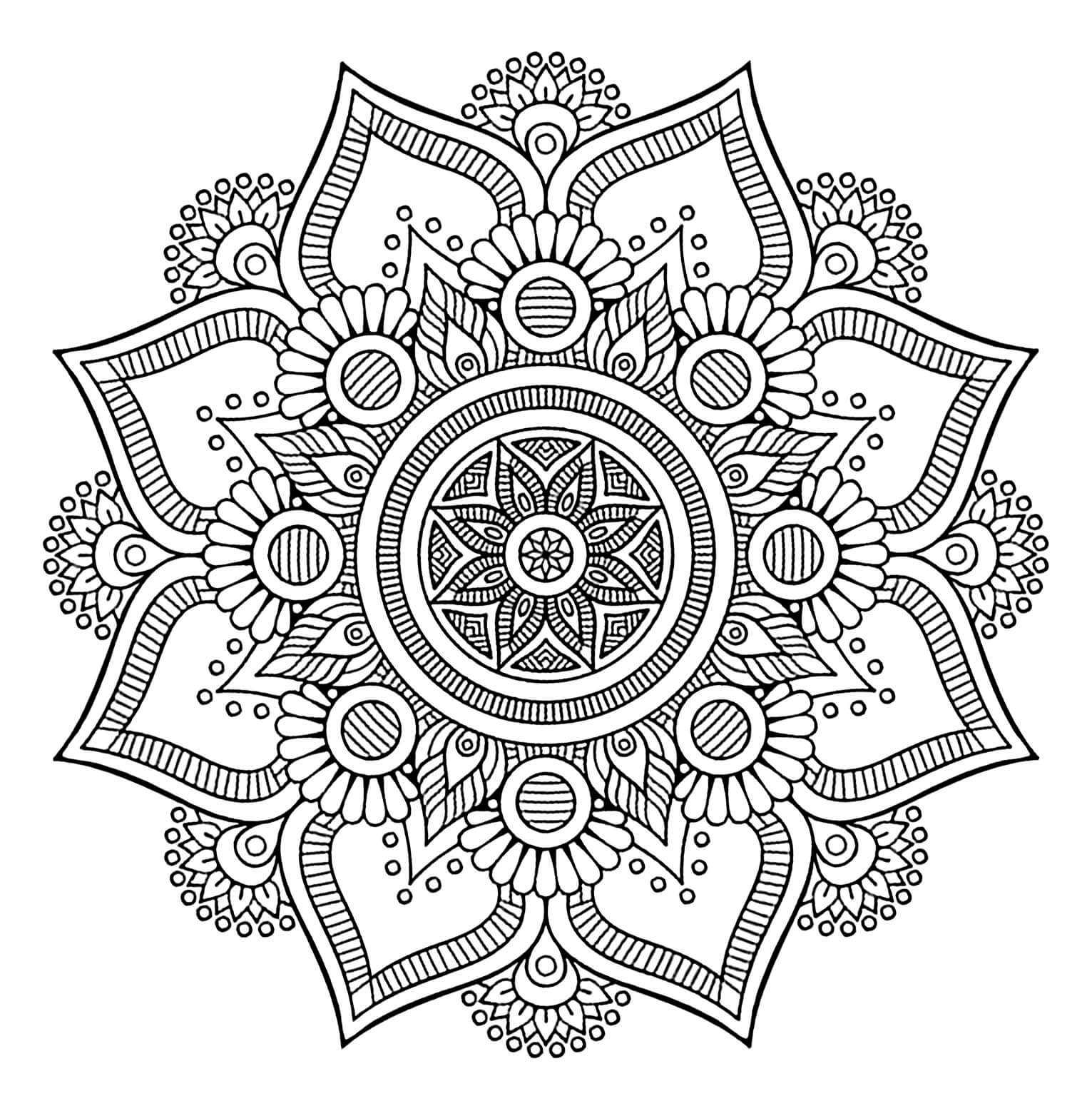 Mandala danner en original blomst Tegninger til Farvelægning
