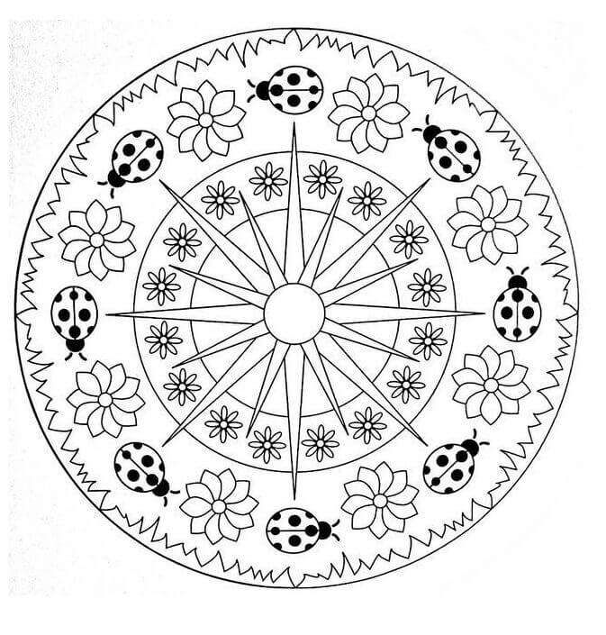 Forårs Mandala Tegninger til Farvelægning