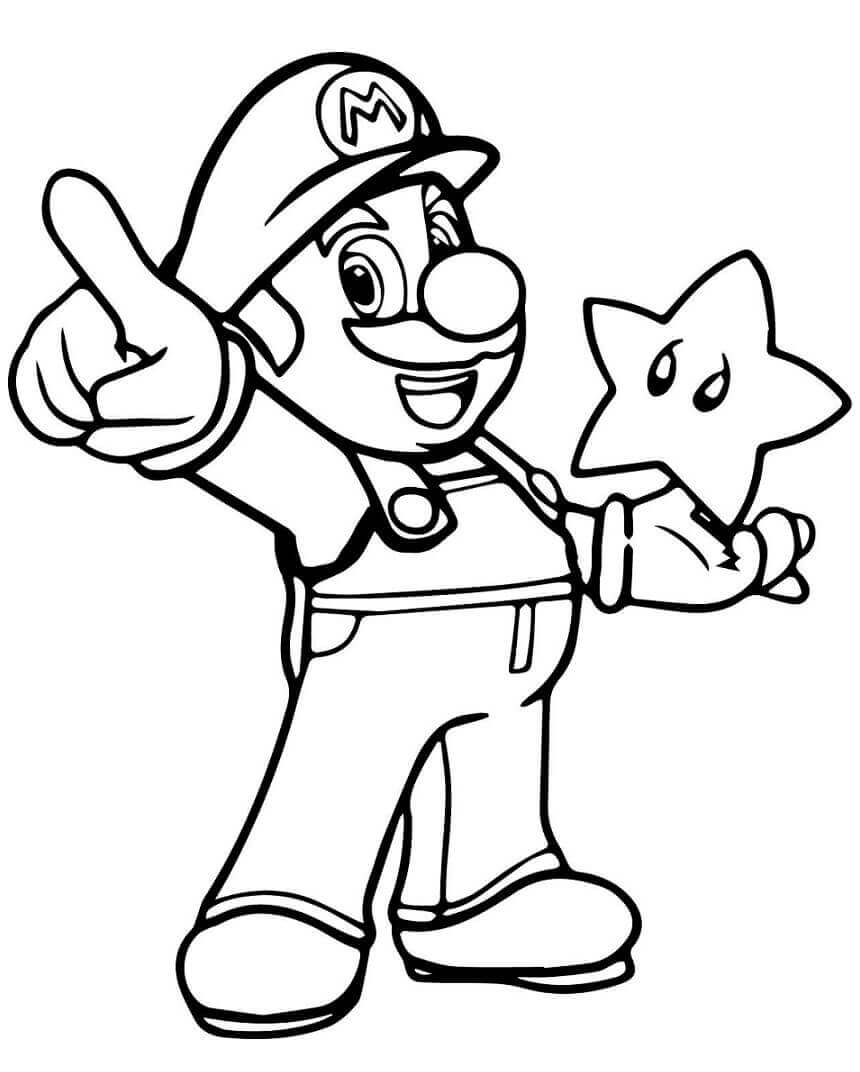 Mario Holder Stjerne Tegninger til Farvelægning