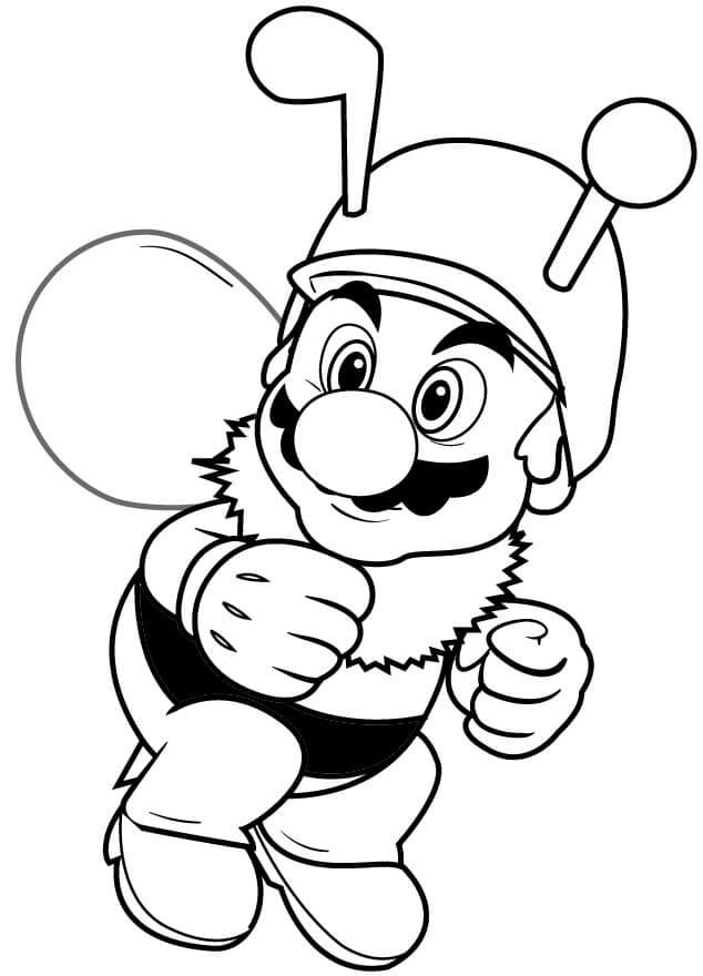 Mario Iført Bee-Dragt Tegninger til Farvelægning