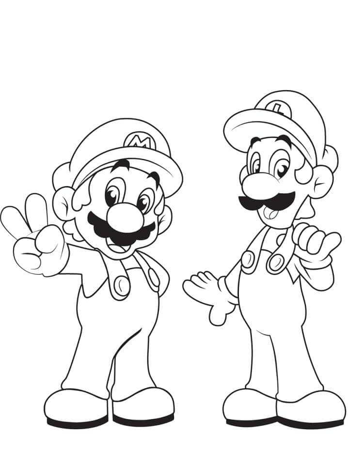 Mario Og Luigi Tegninger til Farvelægning