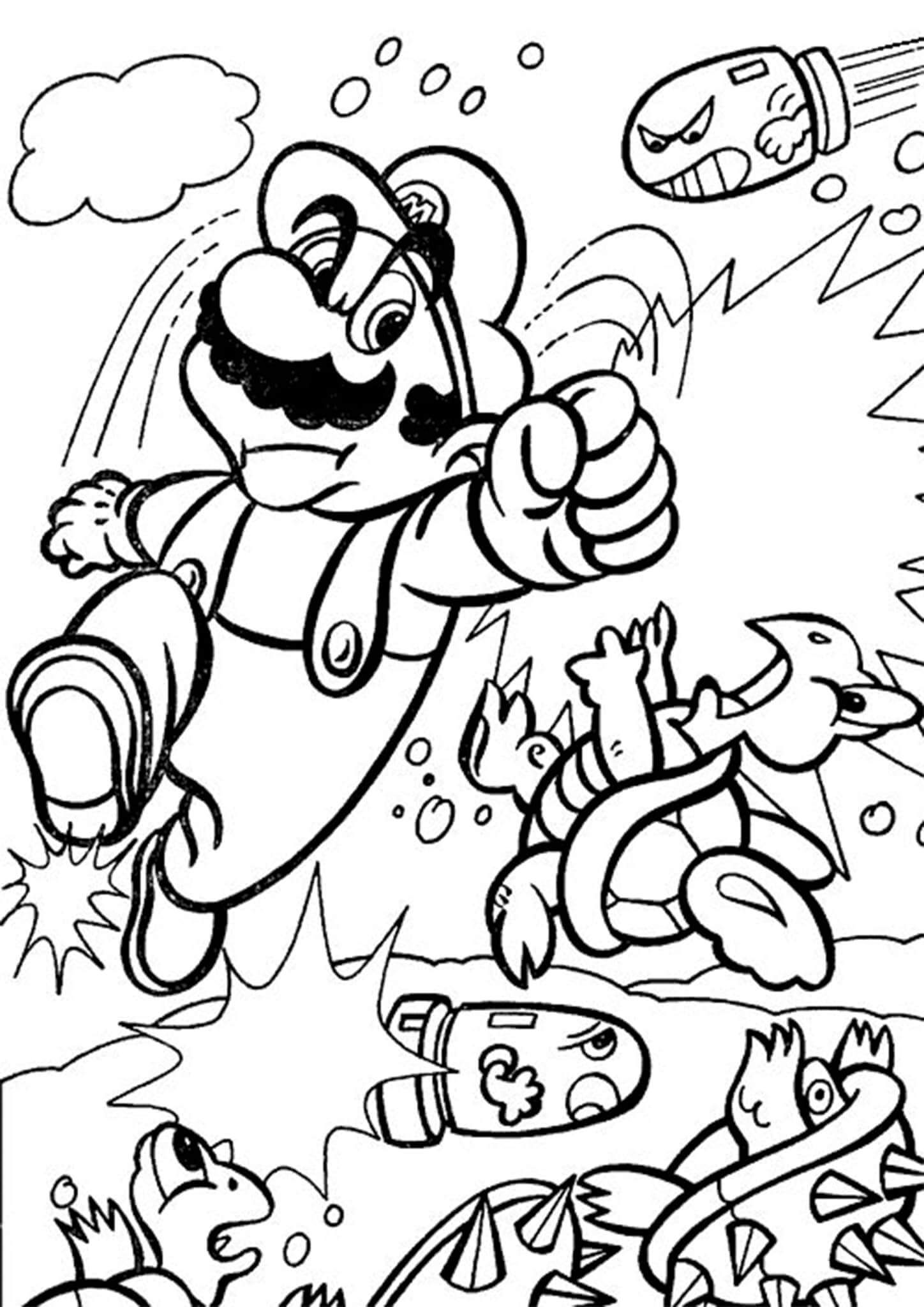Mario Punch Tegninger til Farvelægning