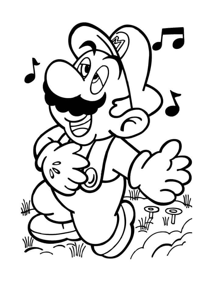 Mario Synger Tegninger til Farvelægning