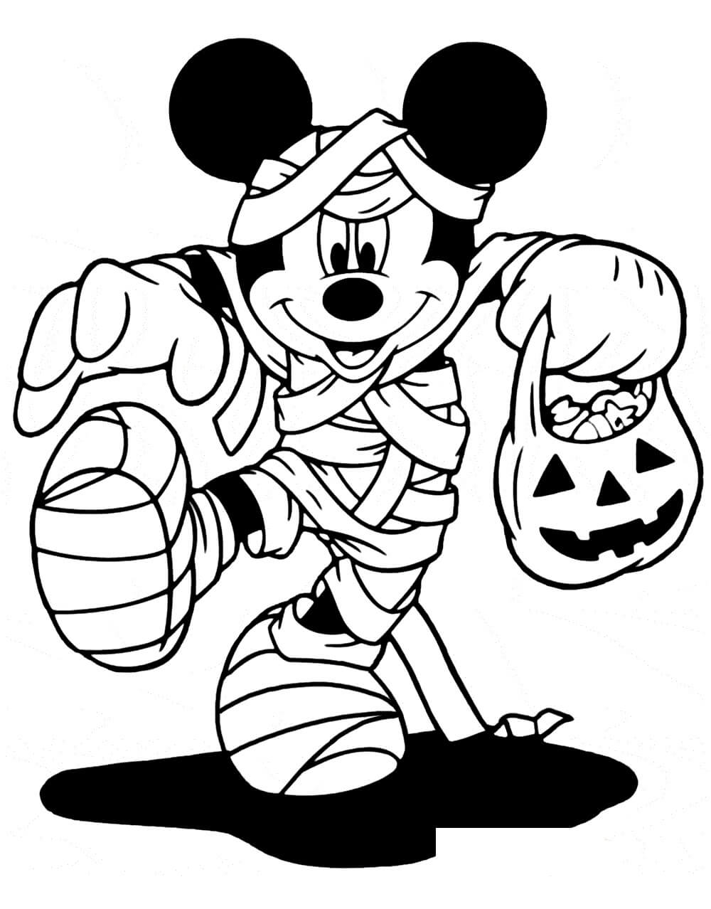 Mickey Mouse Holder Græskar Tegninger til Farvelægning