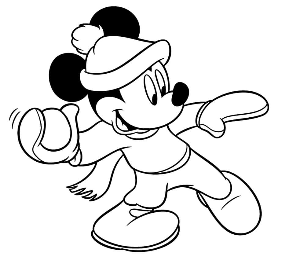 Mickey Mouse Om Vinteren Tegninger til Farvelægning