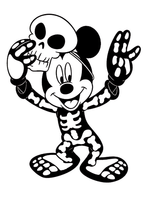 Mickey Og Skelet Kostume Tegninger til Farvelægning
