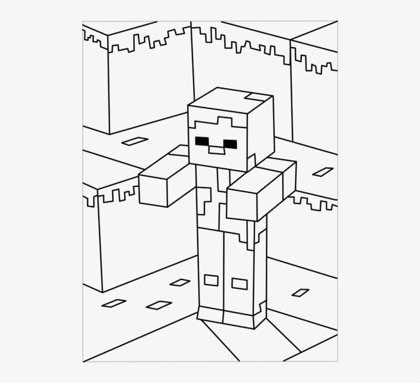 Minecraft Zombie Tegninger til Farvelægning