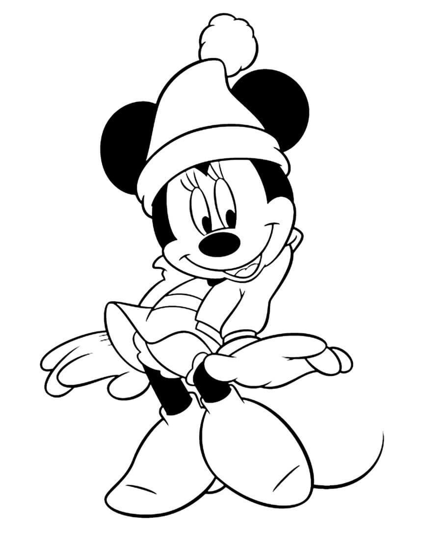 Minnie Mouse Om Vinteren Tegninger til Farvelægning