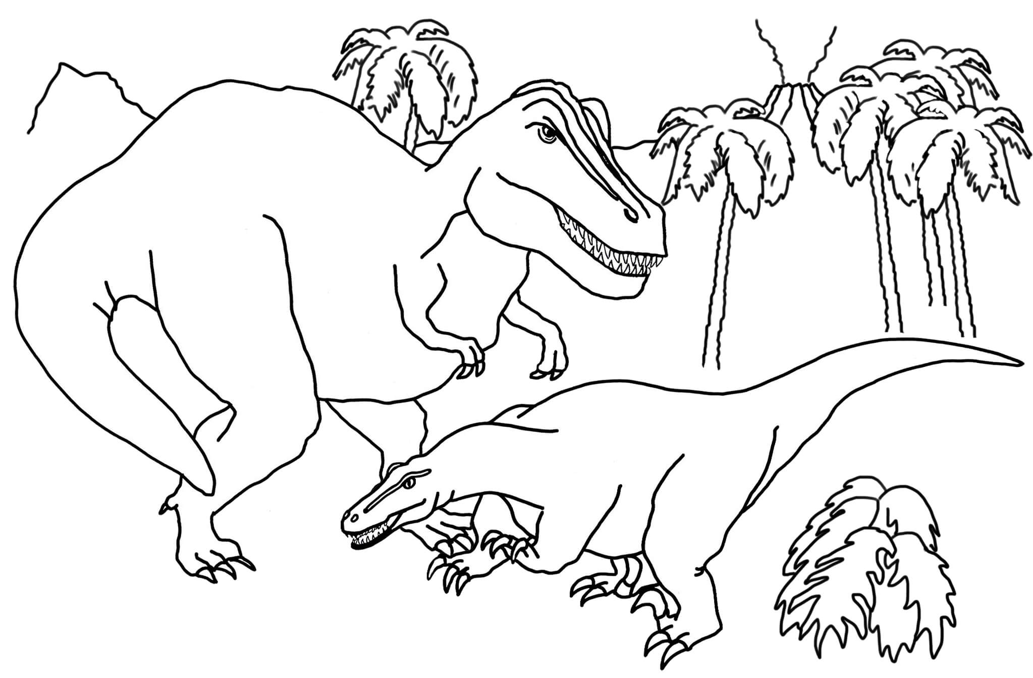 Mor Dinosaur Og Baby Dinosaur Tegninger til Farvelægning