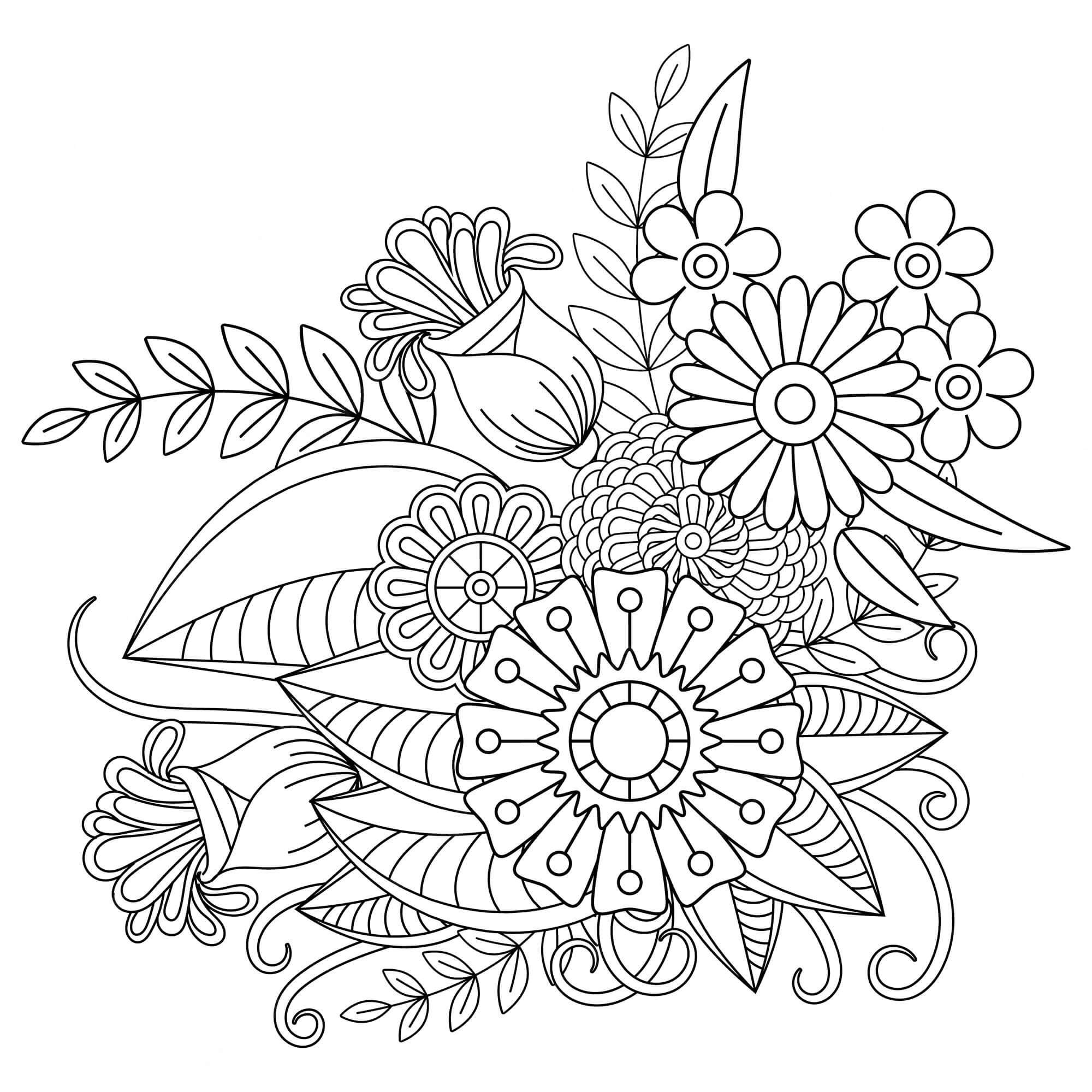 Normal blomstermandala Tegninger til Farvelægning
