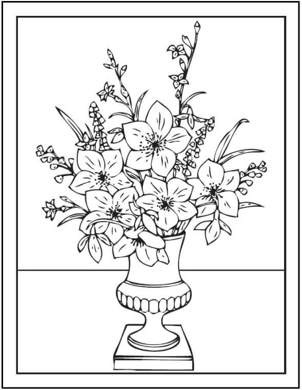 Normal Vase Med Blomster Tegninger til Farvelægning