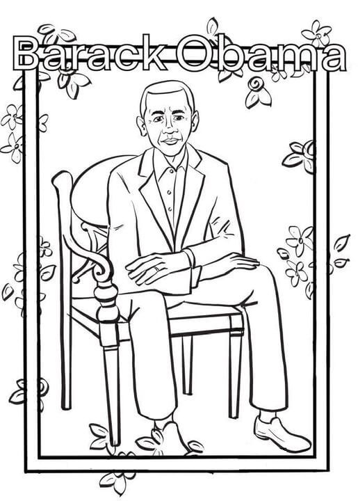 Obama sidder på stolen Tegninger til Farvelægning
