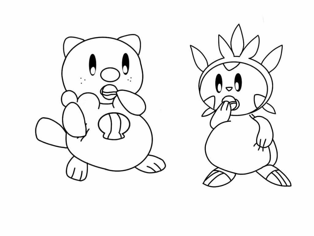 Oshawott and Chespin Tegninger til Farvelægning