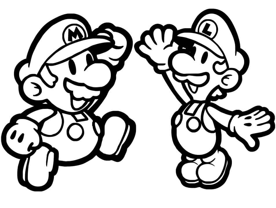 Papir Mario Og Luigi Tegninger til Farvelægning