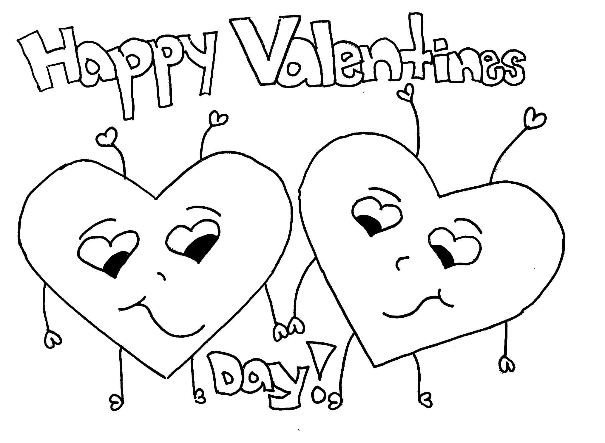 Par Hjerter I Glædelig Valentinsdag Tegninger til Farvelægning