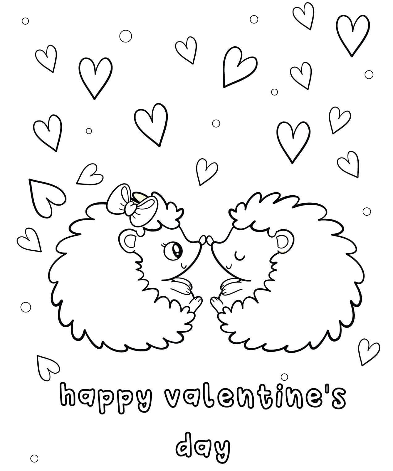 Par Pindsvin I Valentine Tegninger til Farvelægning