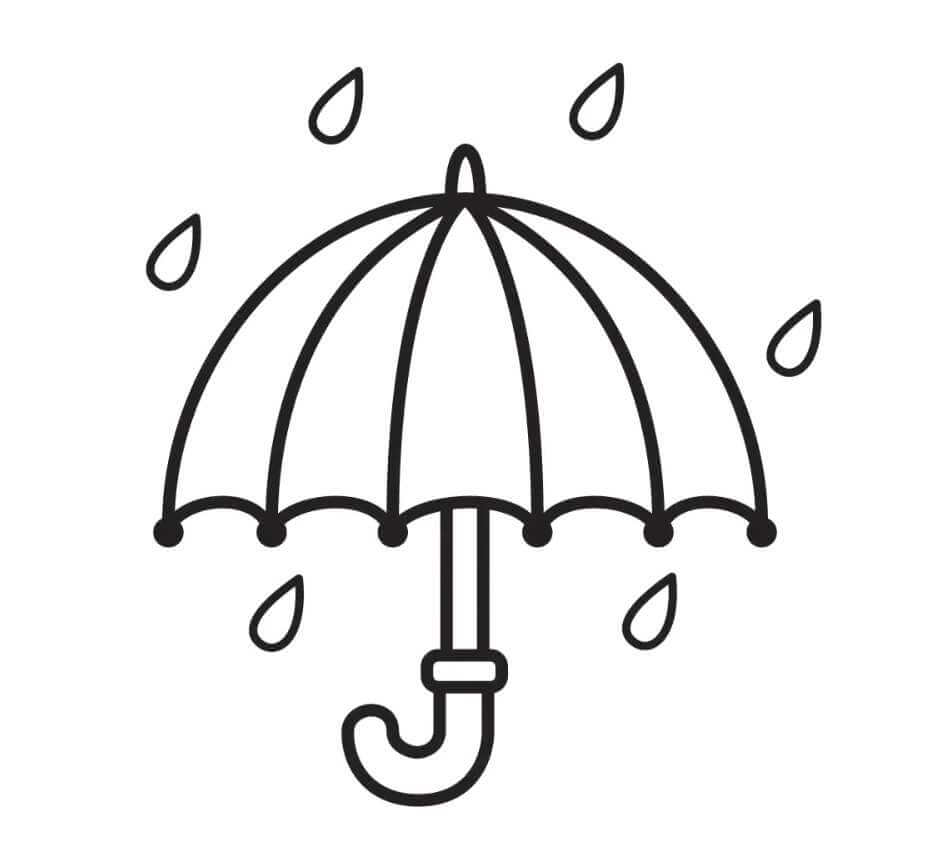 Paraply I Regnen Tegninger til Farvelægning