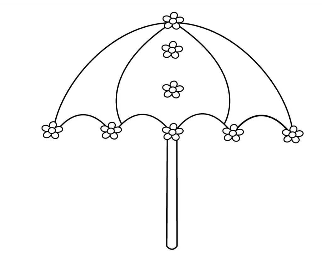 Paraply Med Blomster Tegninger til Farvelægning