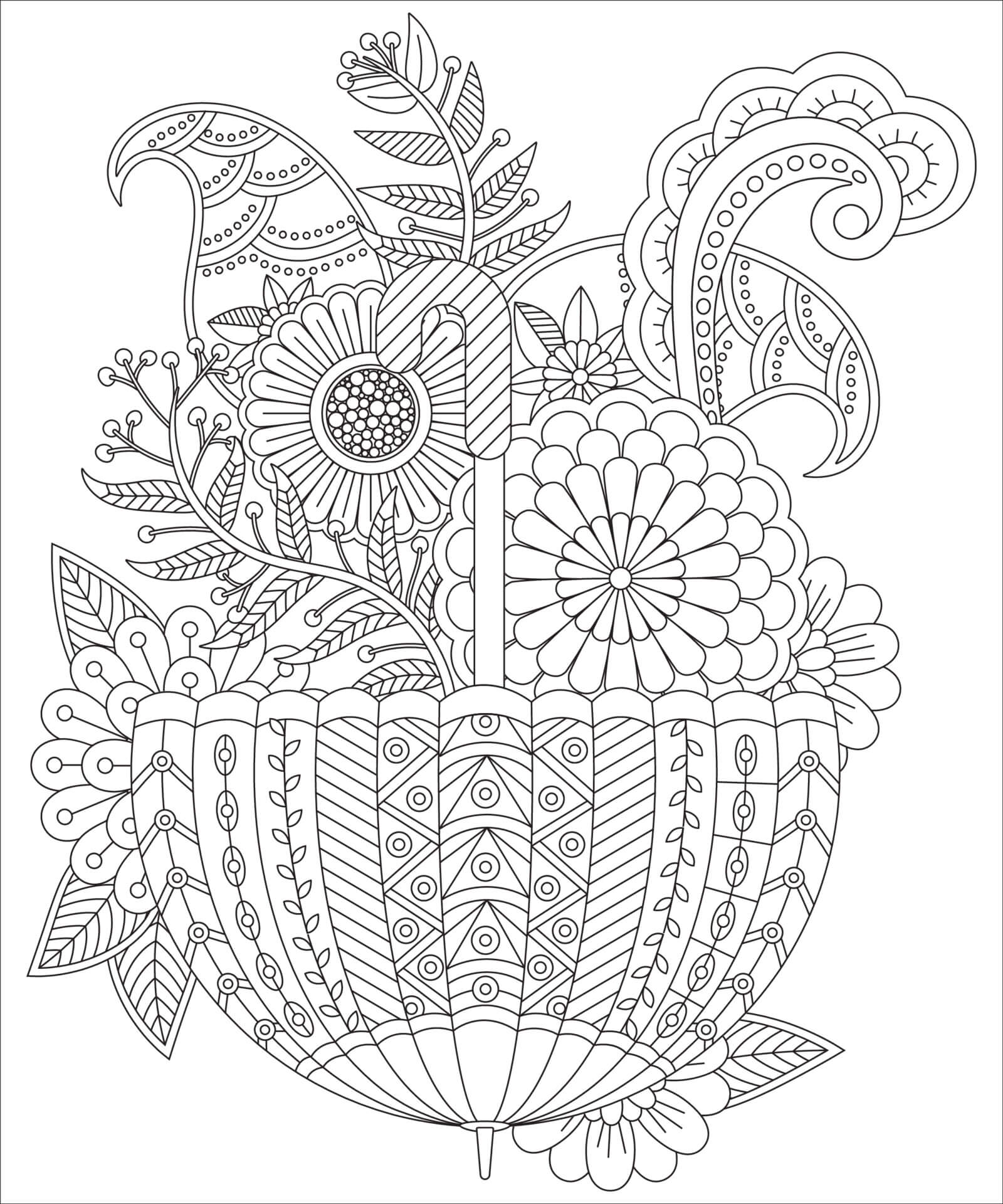 Paraply Med Blomster Mandala Tegninger til Farvelægning