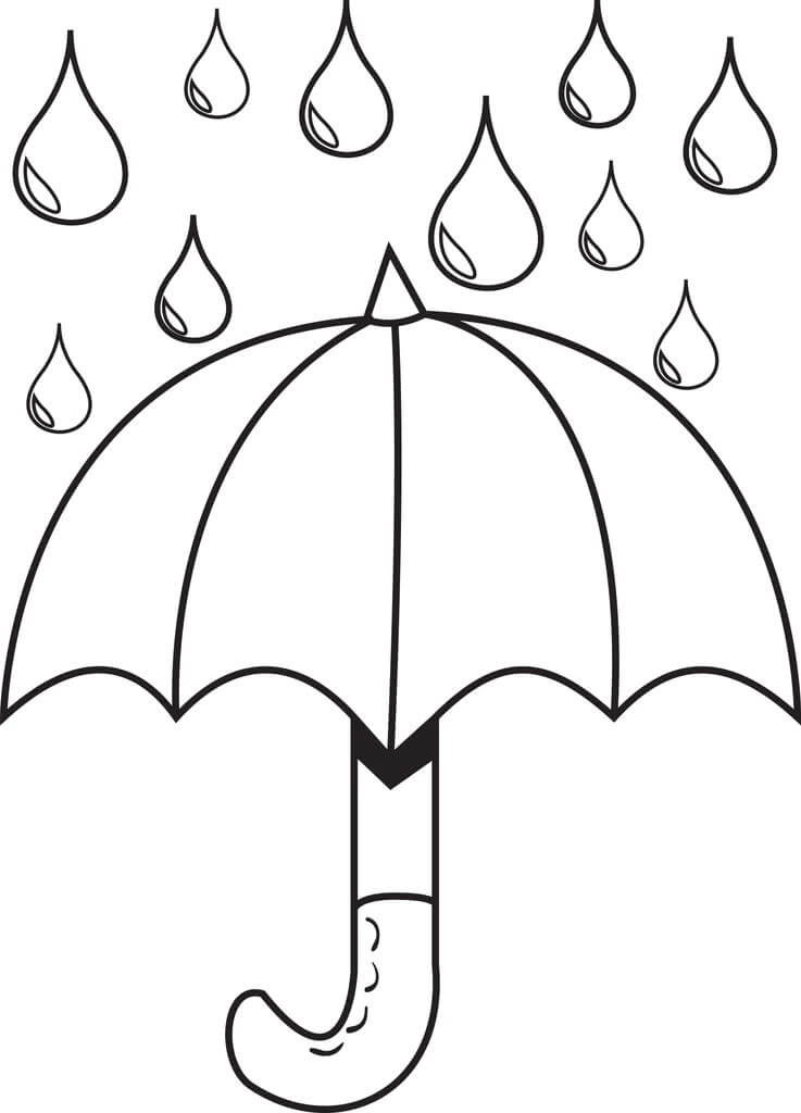 Paraply Med Regndråber Tegninger til Farvelægning
