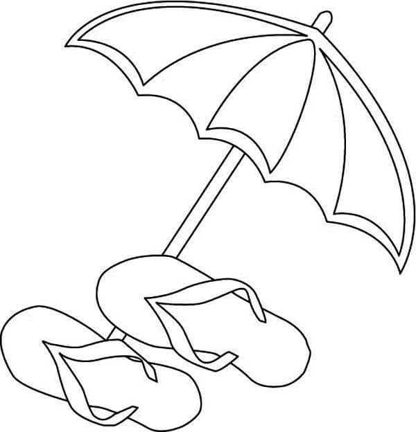 Paraply Og Sandaler Tegninger til Farvelægning