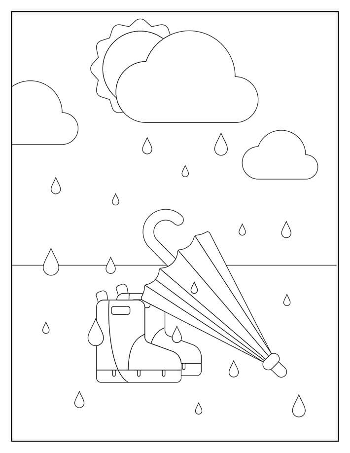 Paraply Og Skøjter Tegninger til Farvelægning