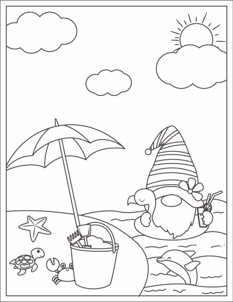 Paraply På Stranden Tegninger til Farvelægning