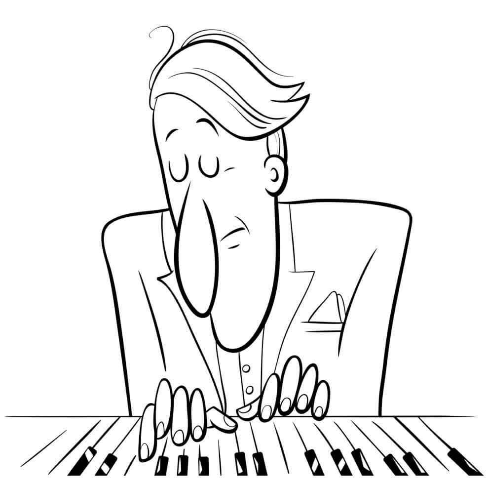 Pianist Spiller Klaver Tegninger til Farvelægning