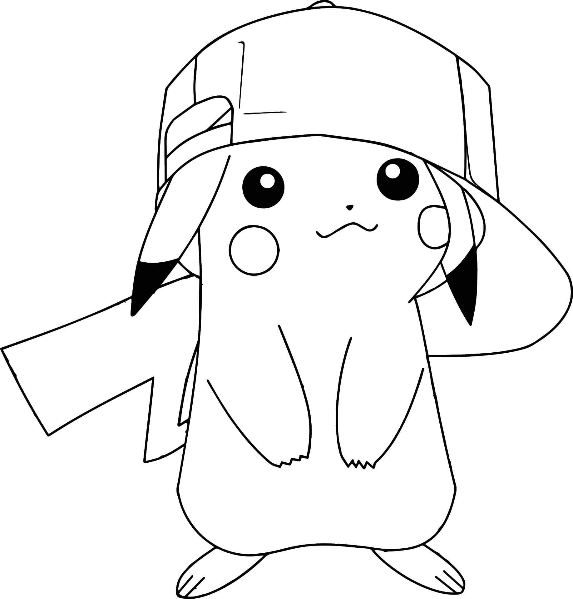 Pikachu Wearing a Hat Tegninger til Farvelægning