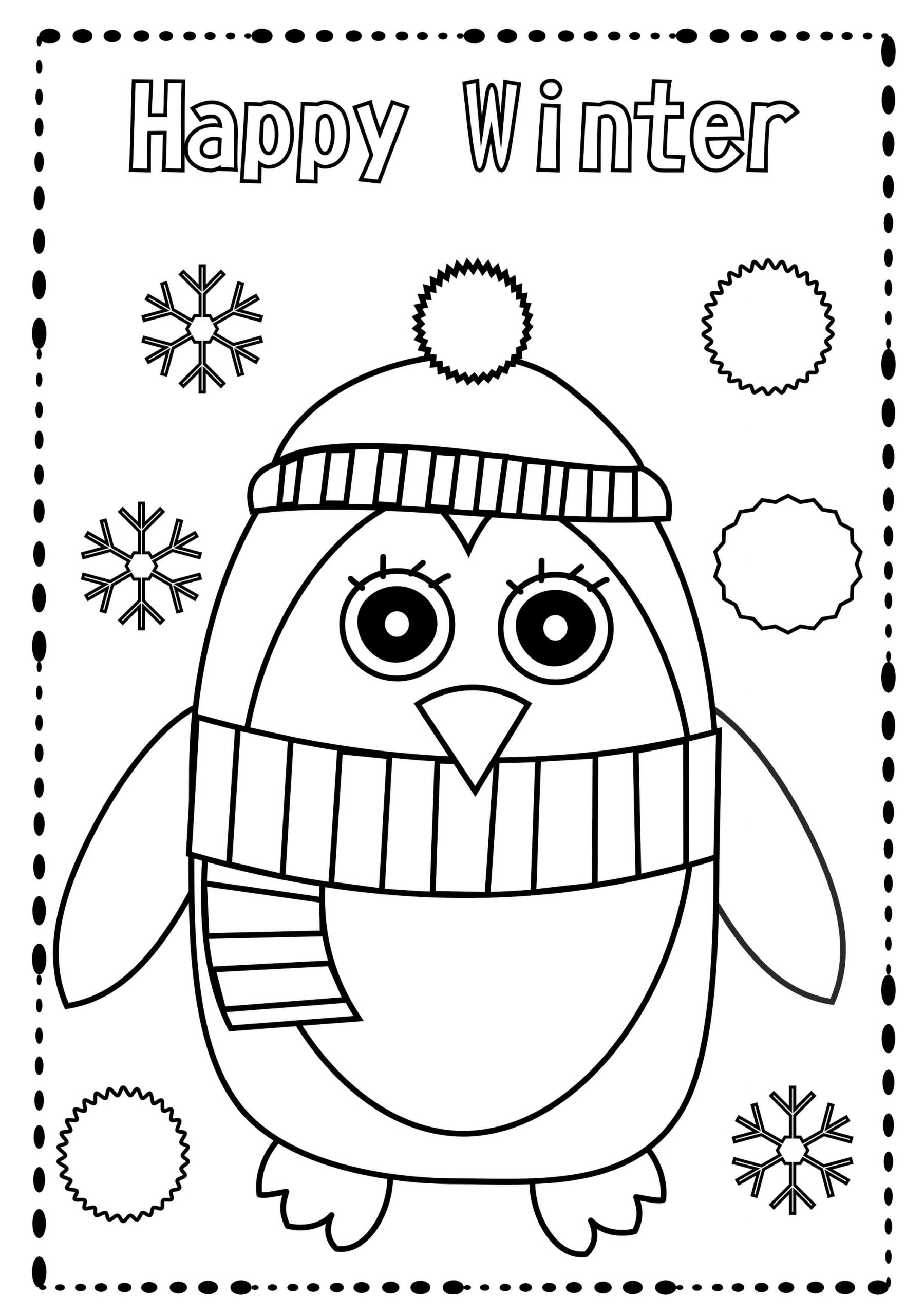 Pingvin I Glad Vinter Tegninger til Farvelægning