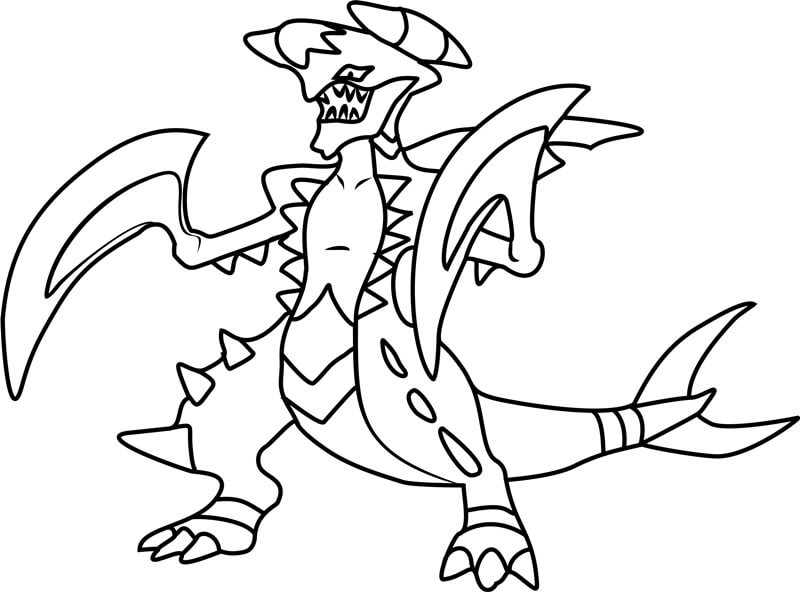 Pokemon Mega Garchomp Tegninger til Farvelægning