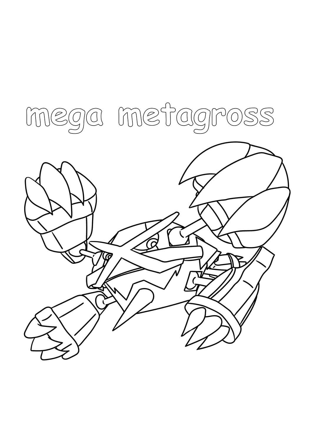 Pokemon Mega Metagross Tegninger til Farvelægning