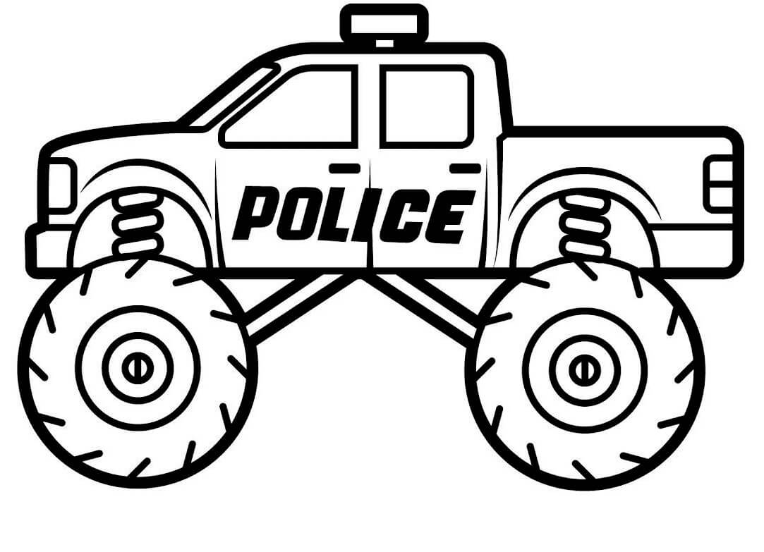 Politiets Monsterlastbil Tegninger til Farvelægning