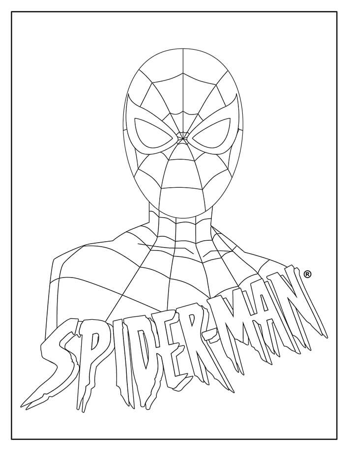 Portræt Af Spiderman Tegninger til Farvelægning
